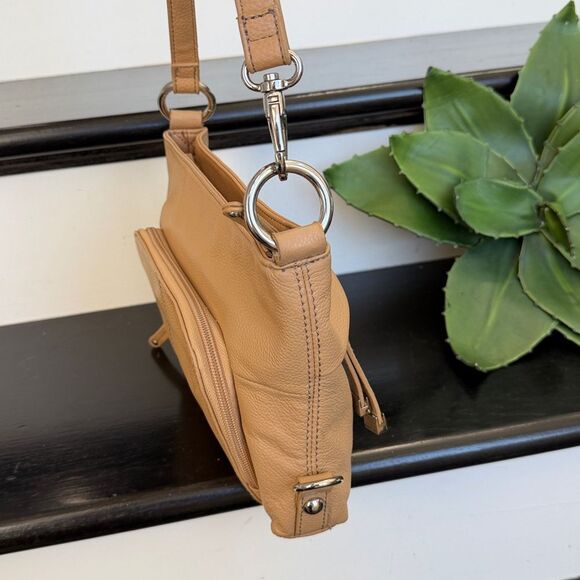 Tignanello like new genuine leather shoulder crossbody handbag purse neutral - Picture 3 of 11